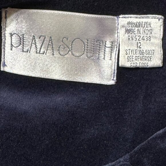 Vintage 80's Plaza South Blue Embroidered Velvet Button-Up Jacket Womens Size 12 - Picture 3 of 11
